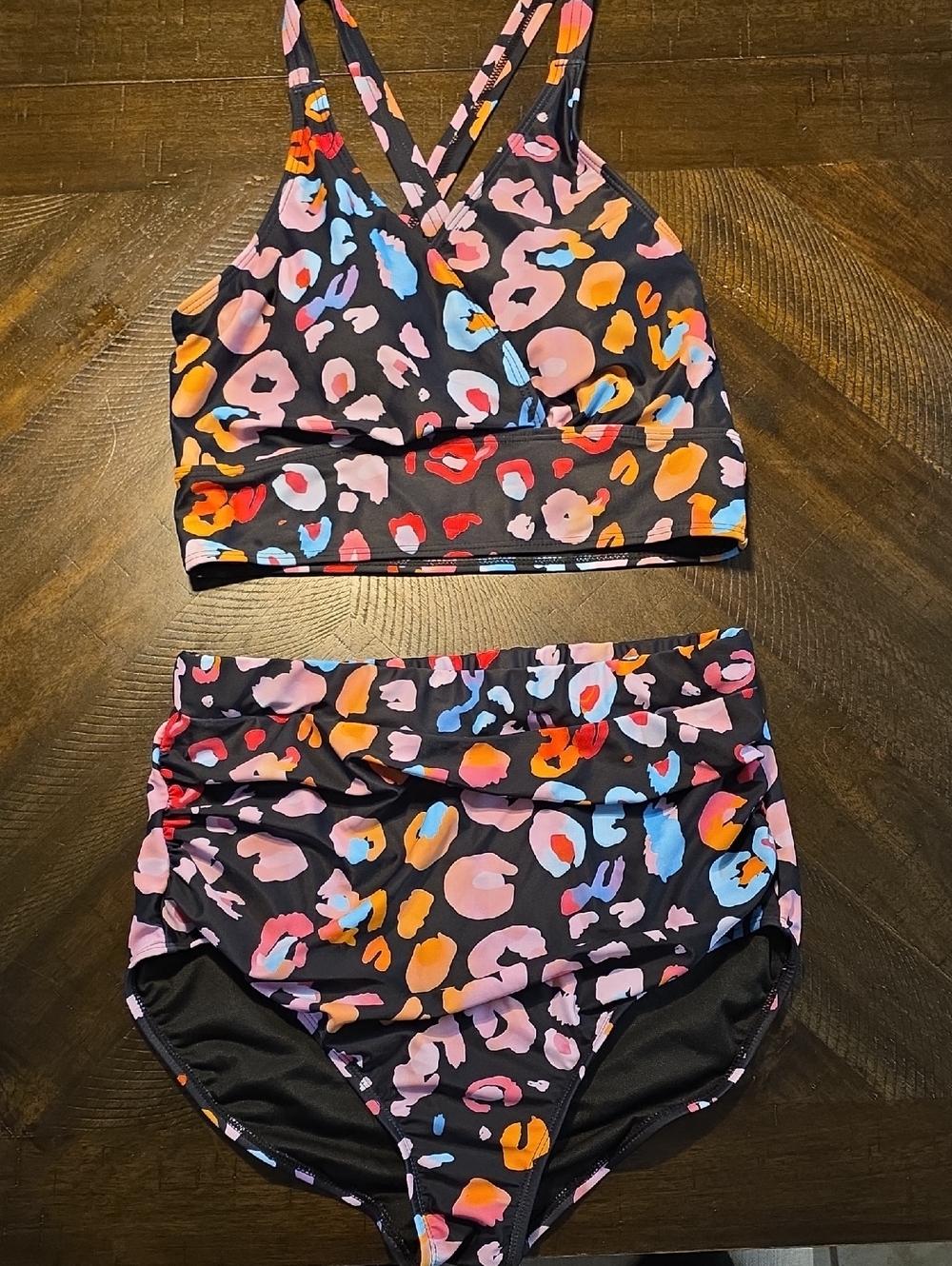 BloomChic Black Swimsuit with Multicolor Spot Print